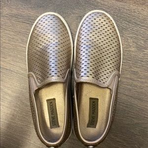 Cute GOLD Steve Madden Slip Ons